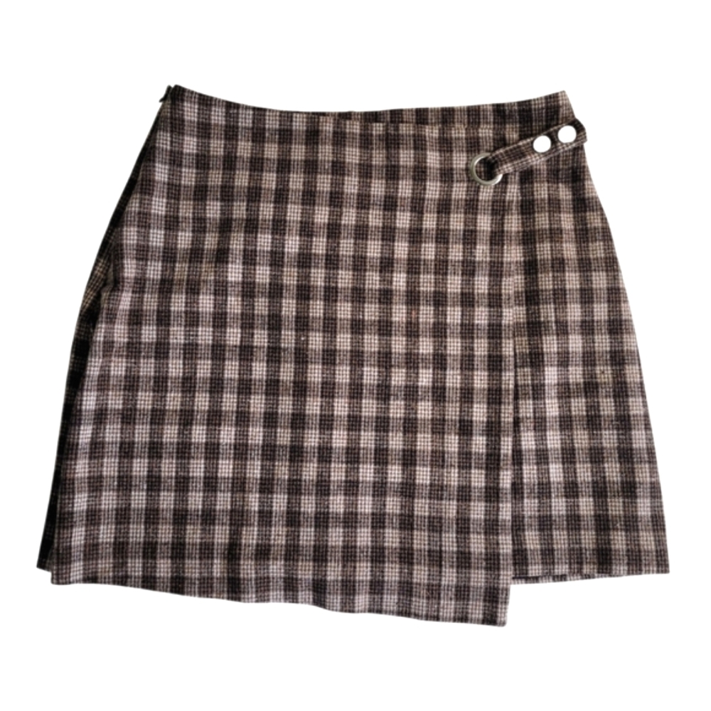 Francescas Mi Ami Plaid Mini Skirt Brown Medium Preppy Clueless Mean Girls